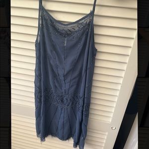 Free People Navy Sequin Slip Dress